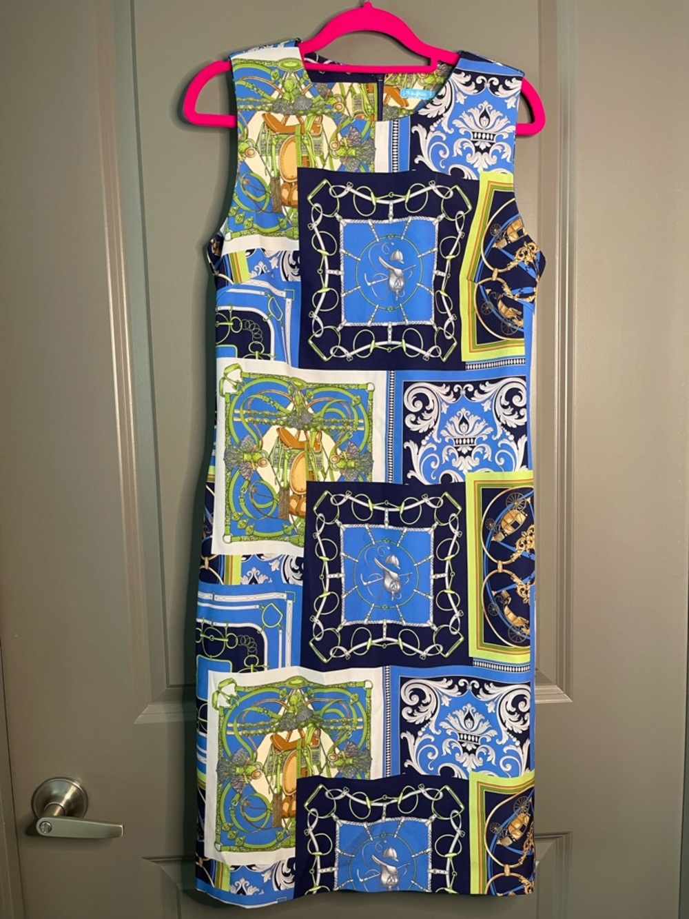 J McLaughlin equestrian print colorful Mini Dress size 4. Brand new bright !